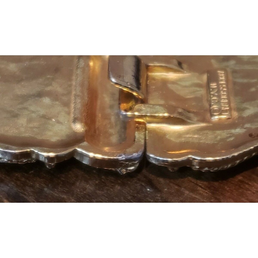 Vintage ACCESSOCRAFT NYC Etruscan gold tone  double heart omega belt - Picture 5 of 6